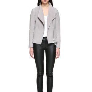 MACKAGE Cleo Grey Suede Leather Moto Biker Zip Jacket Small